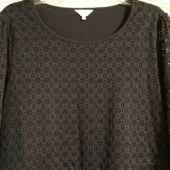 Crown & Ivy petite lace pullover knit top - Picture 3 of 7